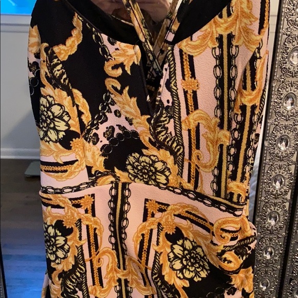 Black and pink pattern cocktail dress - Picture 2 of 3